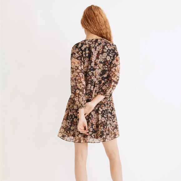 Madewell Drawstring Faux-Wrap Mini Dress in Daisy Reverie - Picture 2 of 6